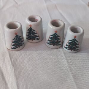 4/$20 Vintage Christmas Tree Ceramic candle Holders *BINK